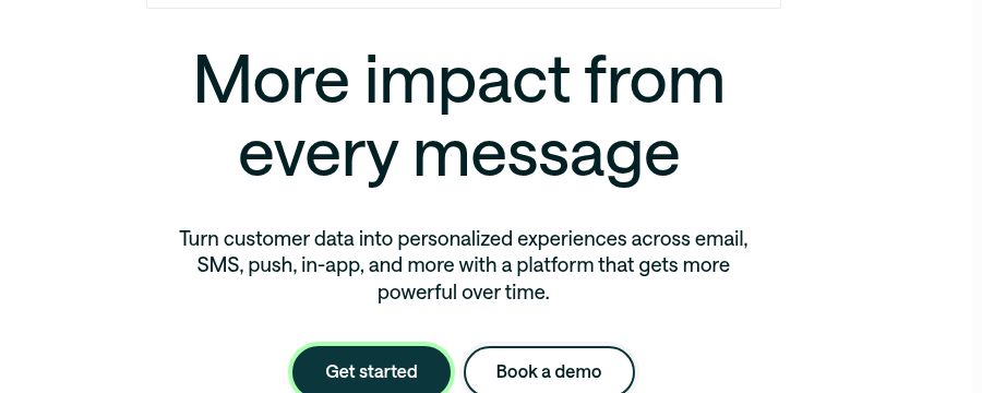 Customer.io homepage hero — the polished landing page that convinces SaaS founders to sign up before they discover the setup burden.